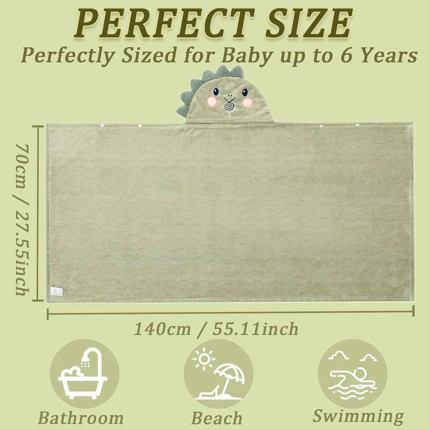 Toddler Hooded Bath Towel 27.5"X55" Unisex Baby Bath Towels Ultra Absorbent beautiful gift for toddler, babies, infants &new born - Image 13