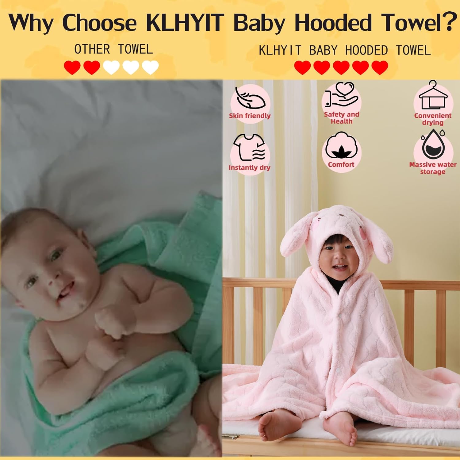 Toddler Hooded Bath Towel 27.5"X55" Unisex Baby Bath Towels Ultra Absorbent beautiful gift for toddler, babies, infants &new born - Image 6