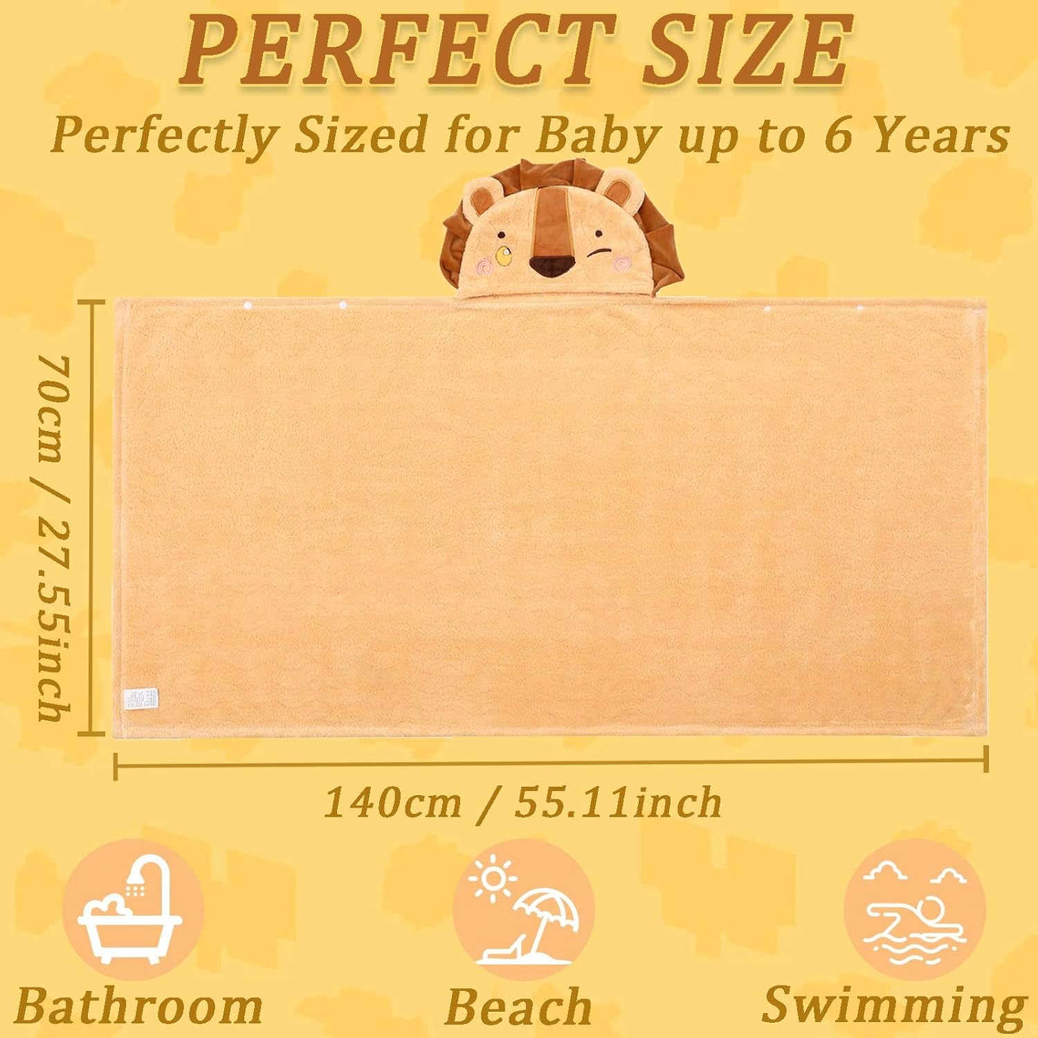 Toddler Hooded Bath Towel 27.5"X55" Unisex Baby Bath Towels Ultra Absorbent beautiful gift for toddler, babies, infants &new born - Image 4