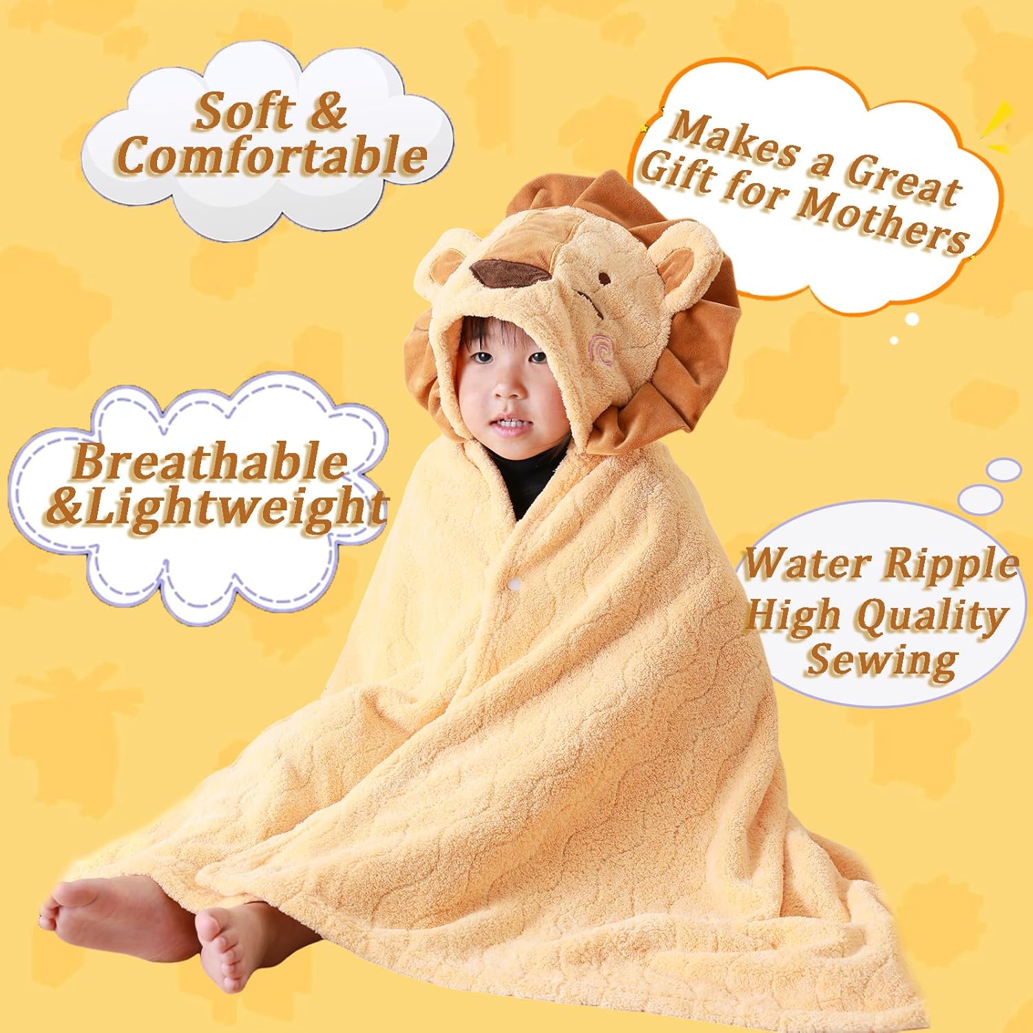 Toddler Hooded Bath Towel 27.5"X55" Unisex Baby Bath Towels Ultra Absorbent beautiful gift for toddler, babies, infants &new born - Image 2