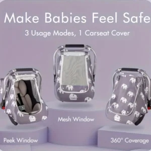 Stretchy & Breathable Baby Car Seat Covers with Peekaboo Design – Soft and Flexible Fabric for Comfortable Fit, Easy-to-Use Cover