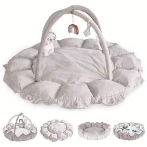 5-in-1 Thick & Plush Baby Play Gym – Multi-Functional Activity Mat with Soft Padding Safe and Comfortable for Newborns and Infants