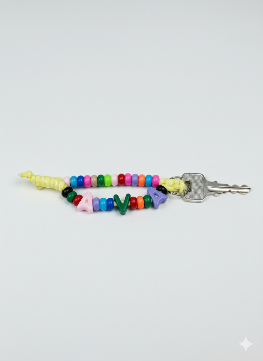 Namepop Colorful Beaded Letter Keychain – Personalized Custom Initial Keyring, Fun & Vibrant Accessory for Bags, Keys, and Gifts