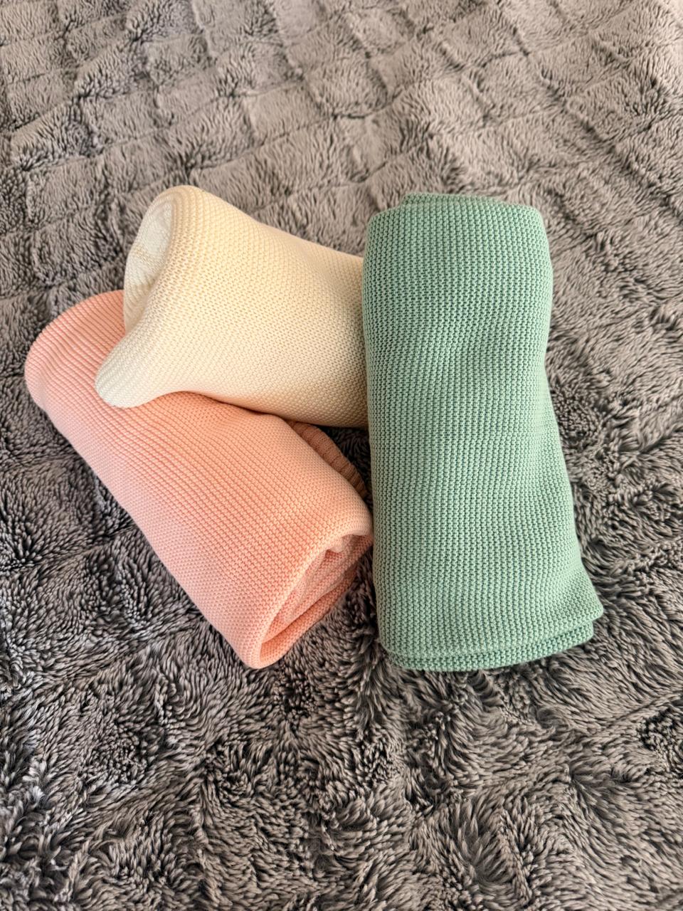 Ribbed-Knit Cotton Baby Blanket – Lightweight, Soft & Breathable Weave, Perfect for Newborns, Infants, and Nursery Comfort 100x80 Cm