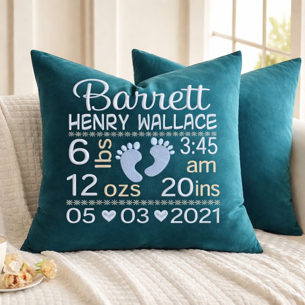 Personalized Pillow Cover – Great Gift for Baby Shower, Custom Keepsake for New Parents, Soft and Stylish 19x19 Inch Decorative Throw Pillow Case for Nursery, Bedroom, or Living Room