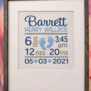 Baby birth announcement for baby boy with Photo Frame – Personalized Keepsake Display for Newborns, Custom Name, Birth Date, Weight, and Time