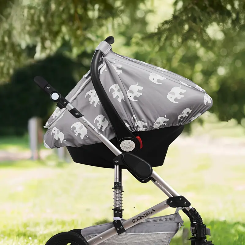 Stretchy & Breathable Baby Car Seat Covers with Peekaboo Design – Soft and Flexible Fabric for Comfortable Fit, Easy-to-Use Cover - Image 4