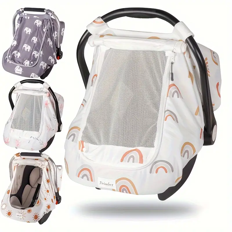 Stretchy & Breathable Baby Car Seat Covers with Peekaboo Design – Soft and Flexible Fabric for Comfortable Fit, Easy-to-Use Cover - Image 5