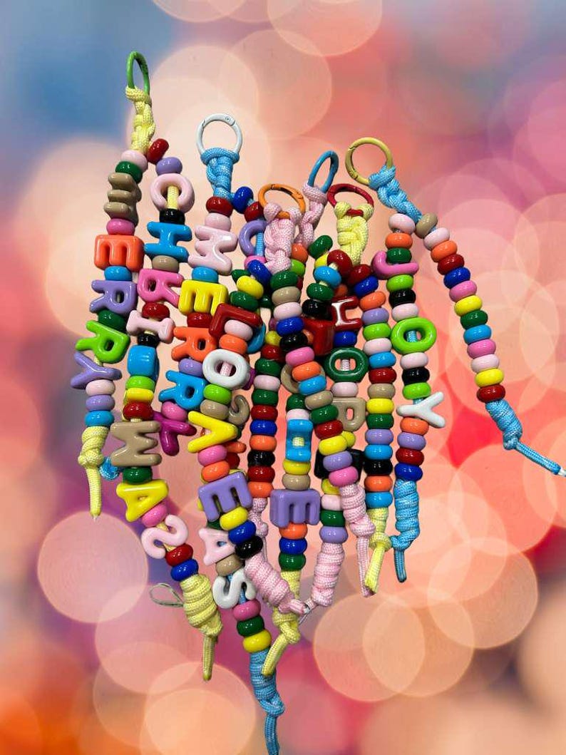 Namepop Colorful Beaded Letter Keychain – Personalized Custom Initial Keyring, Fun & Vibrant Accessory for Bags, Keys, and Gifts - Image 3
